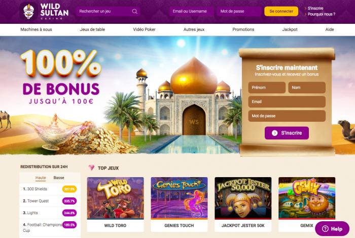 wild sultan casino accueil